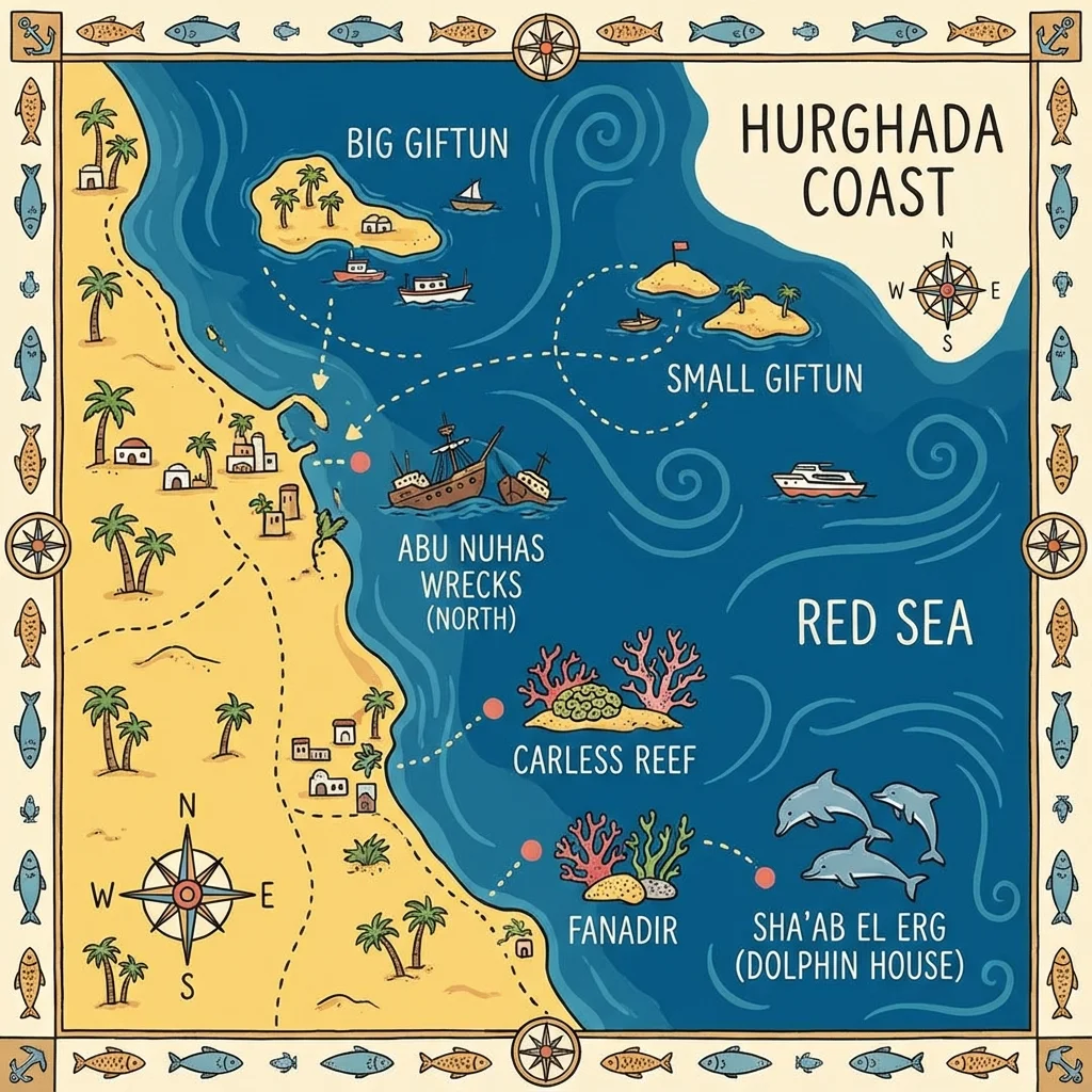 Map of Hurghada Dive Sites